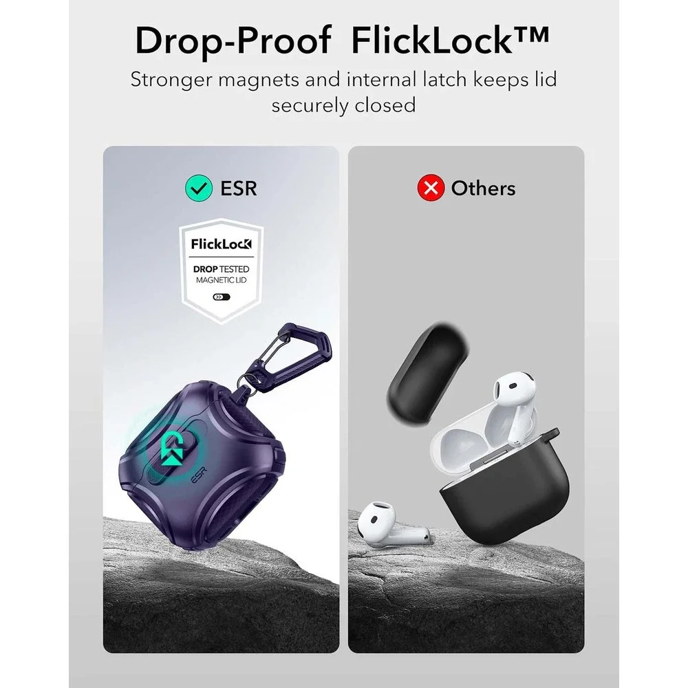 ESR AirPods 5 4 Case MagSafe Purple New Cyber FlickLock Rugged Protective Cover